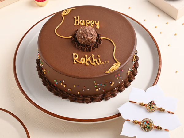 Rakhi with Ferrero Chocolate Cake in Asansol